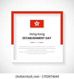 Abstrakte Stockillustration des Hongkonger Flaggenplatzes. Klassischer Länderrahmen mit Text für den Tag der Einrichtung in Hongkong