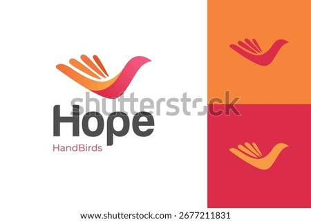 Abstract Hope Bird Logo Design with Hand Wing, Flying Concept for Freedom, Humanity, and Social Awareness Branding