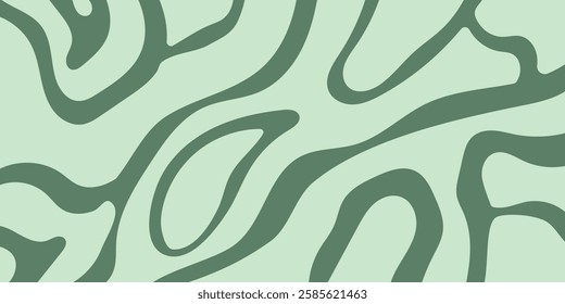 Abstract horizontal background with 2 colors waves. Trendy vector illustration design in style retro 60s, 70s. Green color.