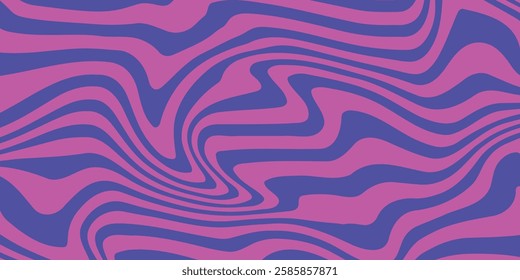 Abstract horizontal background with 2 colors waves. Trendy vector illustration design in style retro 60s, 70s. Blue and pink
