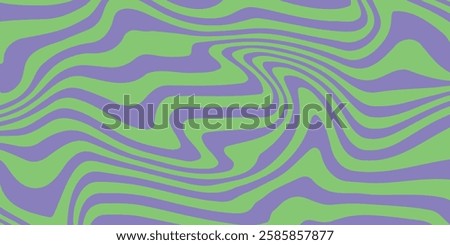 Abstract horizontal background with 2 colors waves. Trendy vector illustration design in style retro 60s, 70s. Purple and green.