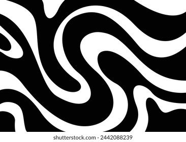 Abstract horizontal background with black and white waves. Trendy vector illustration
