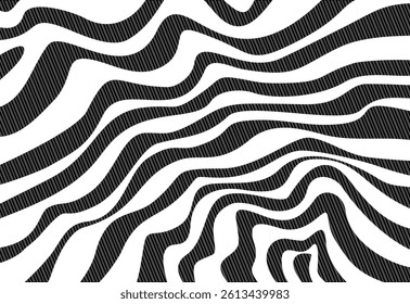 Abstract horizontal background with black and white color waves. Trendy vector illustration.