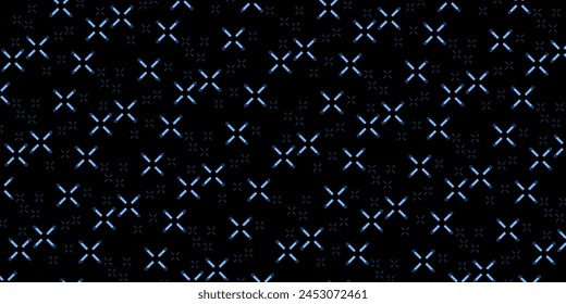 Abstract horizontal background with blue crosses pattern. Modern technology background. Vector EPS 10
