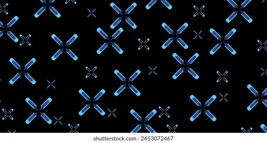 Abstract horizontal background with blue crosses pattern. Modern technology background. Vector EPS 10