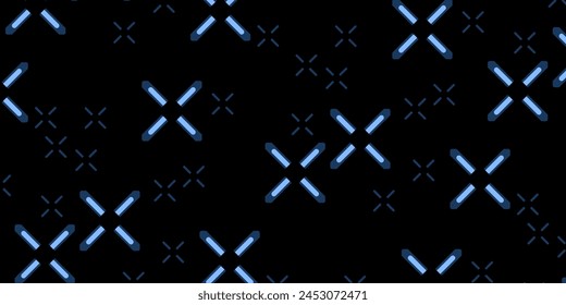 Abstract horizontal background with blue crosses pattern. Modern technology background. Vector EPS 10