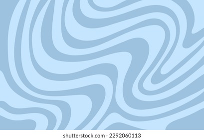 Abstract horizontal background with blue waves. Trendy vector illustration in style retro 60s, 70s. Pastel colors