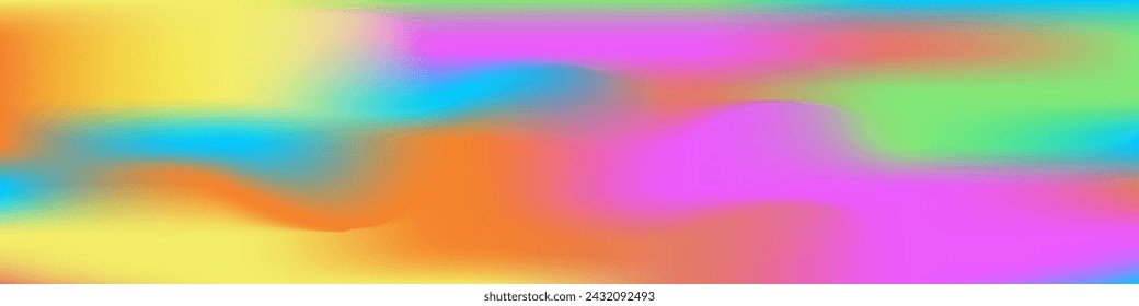 Abstract horizontal background with bright blurry gradient spots. Vector editable banner with copy space. Blank colorful template for web, social networks, banners, posters, covers, design