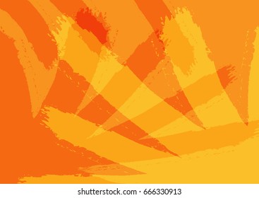 Abstract horizontal background with brush strokes of paint. Yellow and orange brushstrokes. Grunge, sketch, graffiti.  Vector illustration.