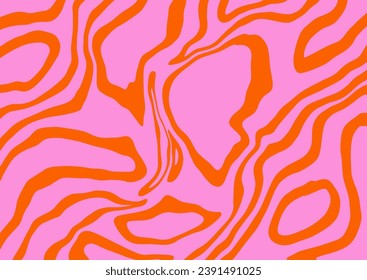 Abstract horizontal background with colorful duotone waves. Trendy flat vector illustration in style retro 60s, 70s.