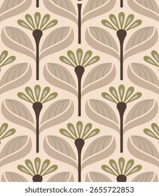 Abstract horizontal background with colorful flower. Trendy, vector, illustration in style retro.