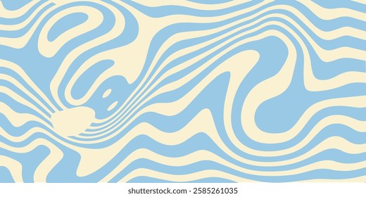 Abstract horizontal background with colorful pastel waves. Trendy vector illustration inspired by the retro 60s and 70s style.
