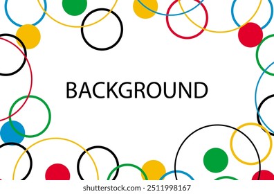 Abstract horizontal background with colorful rings. Multi colored circle. Place for text. Vector illustration on a white background.