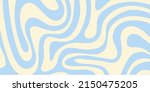 Abstract horizontal background with colorful waves. Trendy vector illustration in style retro 60s, 70s. Pastel colors