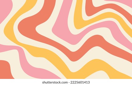 Abstract horizontal background with colorful waves. Trendy vector illustration in style retro 60s, 70s.