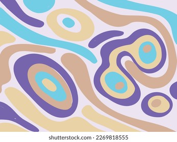 Abstract horizontal background with colorful waves. Fashion vector illustration in 60s, 70s retro style. Seventies style, groovy background, wallpaper, print. Flat design, hippie aesthetic.