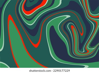 Abstract horizontal background with colorful waves. Marble texture. Abstract background. Trendy illustration in style retro 60s, 70s