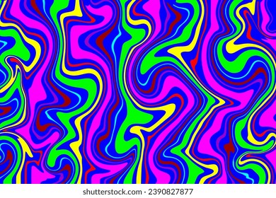 Abstract horizontal background with colorful waves. Trendy vector illustration in style retro 60s, 70s. Pastel colors