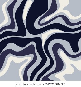 Abstract horizontal background with colorful waves. Trendy vector illustration in style retro 60s, 70s. Pastel colors