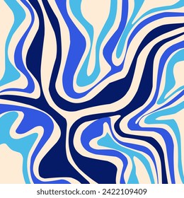 Abstract horizontal background with colorful waves. Trendy vector illustration in style retro 60s, 70s. Pastel colors