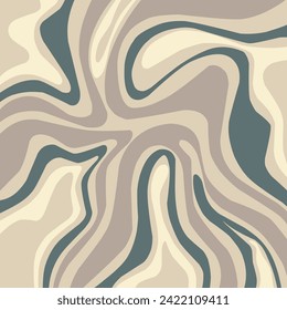 Abstract horizontal background with colorful waves. Trendy vector illustration in style retro 60s, 70s. Pastel colors