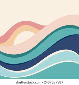 Abstrakter horizontaler Hintergrund mit bunten Wellen.