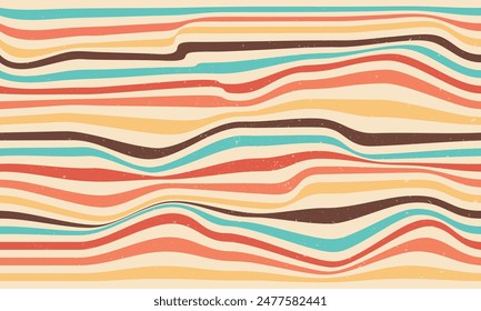 Abstractas fondo Horizontal con ondas de colores. Ilustración vectorial de moda en estilo retro de los años 60, 70.