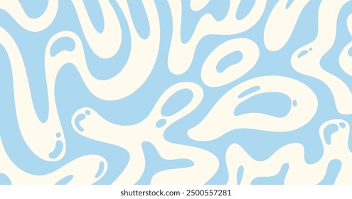 Abstract horizontal background with colorful waves. Trendy vector illustration in style retro 60s, 70s. Pastel colors.