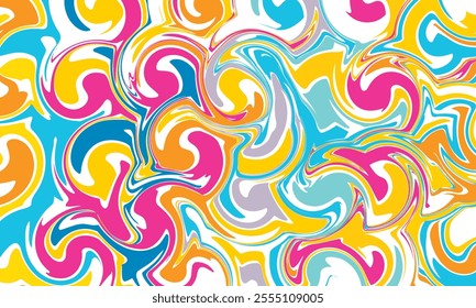 Abstract horizontal background with colorful waves. Trendy vector illustration in style retro 60s, 70s.