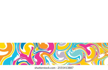 Abstract horizontal background with colorful waves. Liquid Trendy vector illustration in style retro 60s, 70s. Copy space and negative space.