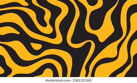 Abstract horizontal background with colorful waves. Horizontal background with yellow waves in style retro 60s, 70s.Trendy minimal wavy design in pastel colors. Colorful marble for the cover, backdrop