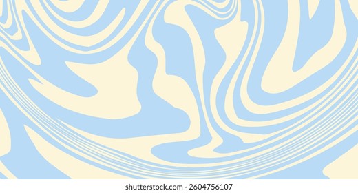 Abstract horizontal background with colorful waves. Trendy vector illustration in style retro 60s, 70s. Pastel colors