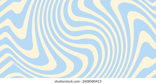 Abstract horizontal background with colorful waves. Trendy vector illustration in style retro 60s, 70s. Pastel colors.eps10