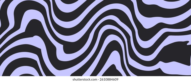 Abstract horizontal background with colorful waves. Trendy vector illustration in style retro 60s, 70s.