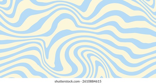 Abstract horizontal background with colorful waves. Trendy vector illustration in style retro 60s, 70s. Pastel colors