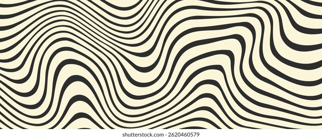 Abstract horizontal background with colorful waves in pastel color. Trendy vector illustration 