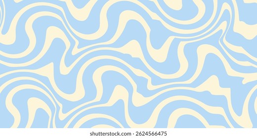 Abstract horizontal background with colorful waves. Trendy vector illustration in style retro 60s, 70s. Pastel colors.eps10