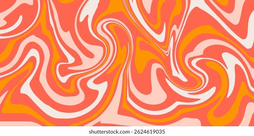 Abstractas fondo Horizontal con ondas de colores. Ilustración vectorial de moda en estilo retro años 60, 70.