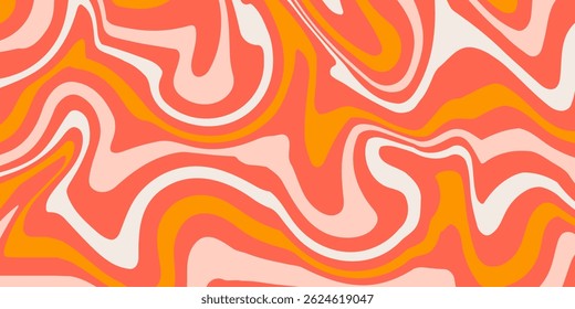 Abstract horizontal background with colorful waves. Trendy vector illustration in style retro 60s, 70s.