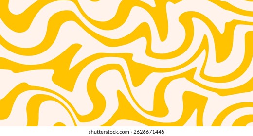 Abstract horizontal background with colorful waves. Trendy vector illustration in style retro 60s, 70s. Pastel colors