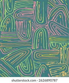 Abstract horizontal background with colorful waves. Trendy vector illustration in style retro