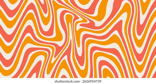 Abstract horizontal background with colorful waves. Trendy vector illustration in style retro 60s, 70s.