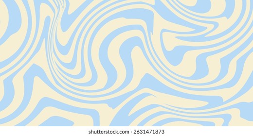 Abstract horizontal background with colorful waves. Trendy vector illustration in style retro 60s, 70s. Pastel colors