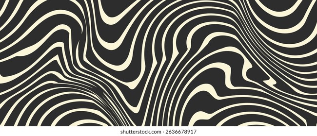 Abstract horizontal background with colorful waves in pastel color. Trendy vector illustration in style retro 60s, 70s.