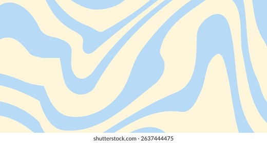 Abstract horizontal background with colorful waves. Trendy vector illustration in style retro 60s, 70s. Pastel colors