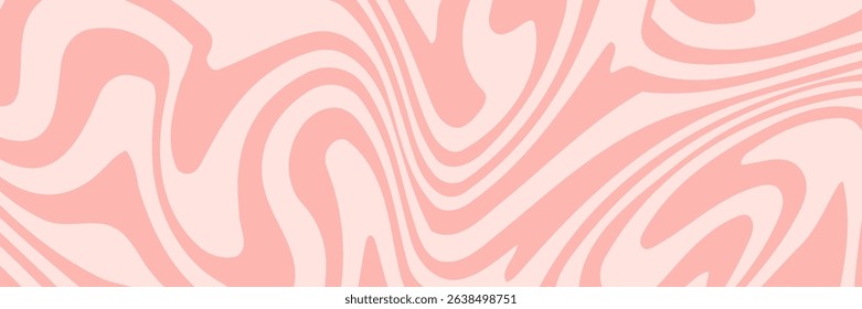 Abstract horizontal background with colorful waves. Trendy vector illustration in style retro 60s, 70s. Pastel colors