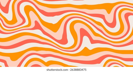Abstract horizontal background with colorful waves. Trendy vector illustration in style retro 60s, 70s.