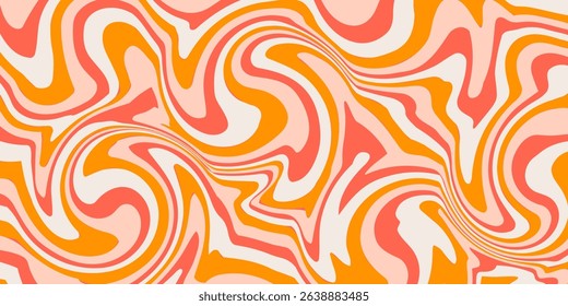 Abstract horizontal background with colorful waves. Trendy vector illustration in style retro 60s, 70s.
