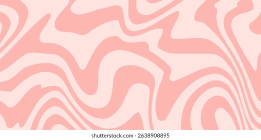 Abstract horizontal background with colorful waves. Trendy vector illustration in style retro 60s, 70s. Pastel colors