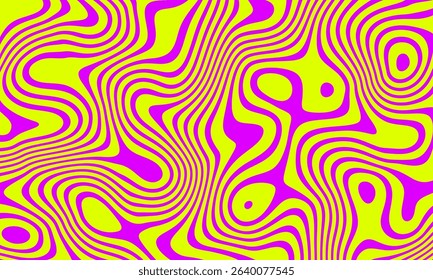 Abstract horizontal background with colorful waves. Trendy vector illustration in style retro 60s, 70s. Pastel colors
